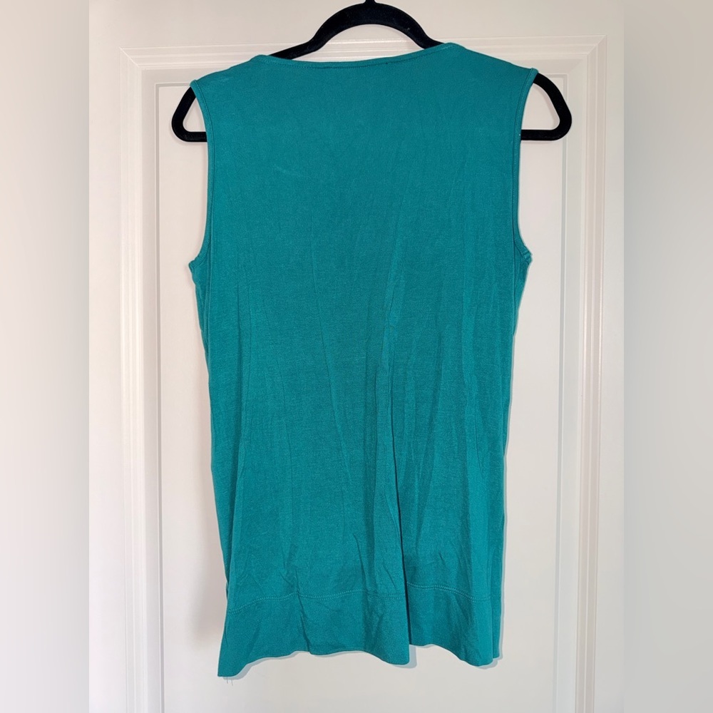 Up! Women’s Teal Sleeveless Crossover Drape Top size Small - Picture 5 of 6